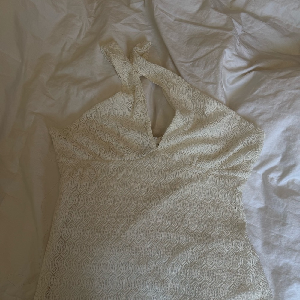 Divided Cream Mini Dress